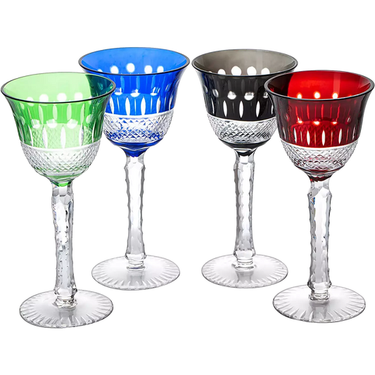 Crystal Italian Multicolor Design Glasses -Set of 4