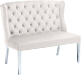 Suri Velvet Bench – Elegant Contemporary Settee with Chrome Legs and Button Tufting for Modern Spaces