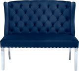 Suri Velvet Bench – Elegant Contemporary Settee with Chrome Legs and Button Tufting for Modern Spaces
