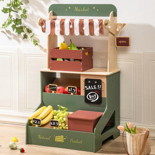 ROBUD Wooden Grocery Store Playset - Starlight Makrket Stall