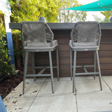PURPLE LEAF Outdoor Bar Stools Wicker Rattan Bar Stools with Back Aluminum Outside Garden Patio Bar Chairs