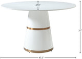 Hans Round White Lacquer Dining Table with Gold Stripes - Modern High Gloss Design for Any Space