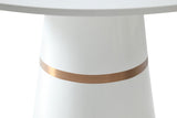 Hans Round White Lacquer Dining Table with Gold Stripes - Modern High Gloss Design for Any Space