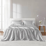 4 Piece Wrinkle-Free Satin Luxury Sheet Set, Light Grey