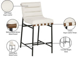 Burke Contemporary Counter Stool - Stylish Vegan Leather, Walnut Wood & Matte Black Frame Design