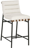 Burke Contemporary Counter Stool - Stylish Vegan Leather, Walnut Wood & Matte Black Frame Design