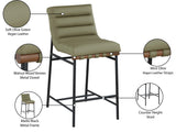 Burke Contemporary Counter Stool - Stylish Vegan Leather, Walnut Wood & Matte Black Frame Design