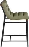 Burke Contemporary Counter Stool - Stylish Vegan Leather, Walnut Wood & Matte Black Frame Design