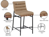 Burke Contemporary Counter Stool - Stylish Vegan Leather, Walnut Wood & Matte Black Frame Design