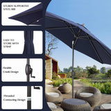 PATIO TREE 9Ft Manual-tilted Patio Round Market Umbrella with Crank Handle and Sunbrella® Fabric (Canvas Navy)