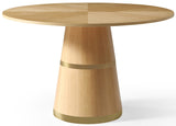 Hans Round White Oak Dining Table with Glossy Finish & Gold Stripes - Modern Elegance for Home