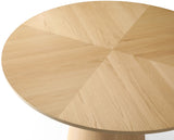Hans Round White Oak Dining Table with Glossy Finish & Gold Stripes - Modern Elegance for Home