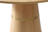 Hans Round White Oak Dining Table with Glossy Finish & Gold Stripes - Modern Elegance for Home