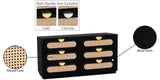 Cane Mid Century Dresser with Natural Cane Drawers and Elegant Brushed Brass and Chrome Handles