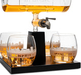 Wine & Whiskey Decanter Set 1100ml with 4 Whiskey Glasses
