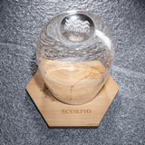 Set of 2 Zodiac Sign Wine Glasses with 2 Wooden Coasters (Scorpio)