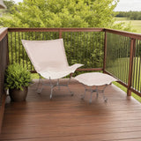 Patio Scroll Puff Chair Seascape Sand Titanium Frame