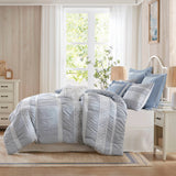 7 Piece Shabby Chic Comforter Set, Blue