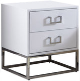 Nova Contemporary Side Table with Chrome Stainless Steel Base and Sleek Black Lacquer Finish