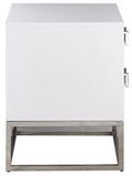 Nova Contemporary Side Table with Chrome Stainless Steel Base and Sleek Black Lacquer Finish