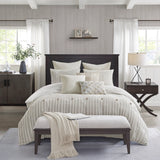 Oversized Cotton Clipped Jacquard Comforter Set, Ivory