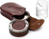 Luxurious Cigar Glass - In A Leather Horseshoe Storage Case