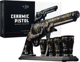 Luxury Black and Gold Pistol Decanter Set & 4 Shot Glasses