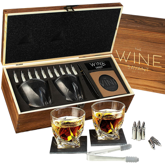 Luxurious Bar Gift Set - 2 Whiskey Glasses + 10 Bullets