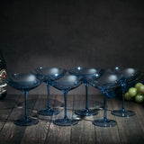 Cobalt Blue Colored Champagne Coupe Glasses 12oz Set of 6