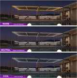 PURPLE LEAF Caesar Solar Louvered Pergola with LED Strip Lights and Control Panel Aluminum Outdoor Pergola with Adjustable Roof for Patio Deck Garden Yard Champagne
