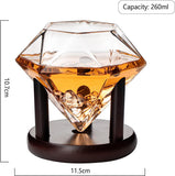 Set of 4 Diamond Whiskey & Wine Glasses With Wood Stands 10oz