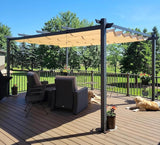 PURPLE LEAF Outdoor Pergola with Retractable Canopy Aluminum Shelter for Porch Garden Beach Shade Pavilion Pergola Modern Backyard Deck