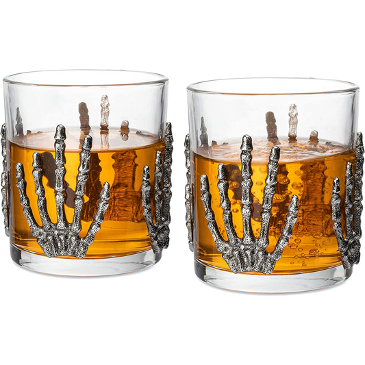 The Wine Savant Skeleton Hand Wine Glass Set of 2