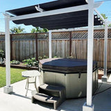 PURPLE LEAF Outdoor Retractable Pergola with Double Sun Shade Canopy White Heavy-Duty Aluminum Pergola Patio Modern Pergola for Garden Deck Backyard