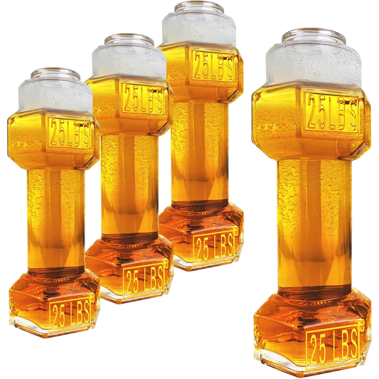 The Wine Savant Set of 4, Dumbbell Beer & Whiskey Glasses, 26oz Glass