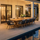 PURPLE LEAF Teak Patio Dining Set with Cushions and Pillow All-Weather Wicker Patio Table Set for Garden, Deck, and Yard