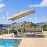 PURPLE LEAF Morden White Outdoor Umbrella Premium Aluminum Patio Cantilever Pool Sun Umbrellas
