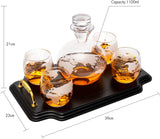 Etched World Map Globe Whiskey Decanter Set 750ml