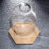 Set of 2 Zodiac Sign Wine Glasses with 2 Wooden Coasters (Pisces)