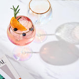 Iridescent Lustered Hammered Wine Glasses - Set of 2