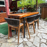PURPLE LEAF Bar Stool Rattan Bar Stools Counter Stools with Back Metal Bar Height Stool Outdoor Bar Chair for Garden Kitchen