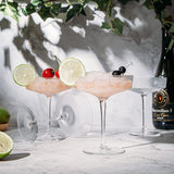 Ribbed Coupe Cocktail Glasses 8 oz | Set of 4 (Clear)