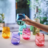 Khen Unbreakable Aerating Stemless Wine Glasses Set of 6-13 oz Colored Glass