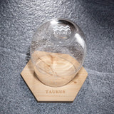 Set of 2 Zodiac Sign Wine Glasses with 2 Wooden Coasters (Taurus)