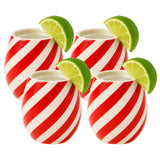 Red Swirl Christmas Ceramic Stemless Shot Glasses | Set of 4 | 6oz