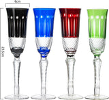 Crystal Italian Multicolor Design Flutes - 4 Set - 5oz 9" H