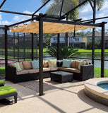 PURPLE LEAF Outdoor Pergola with Retractable Canopy Aluminum Shelter for Porch Garden Beach Shade Pavilion Pergola Modern Backyard Deck