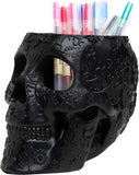 Skull Makeup Brush Holder, Pen Holder, Vanity, Desk (Black)