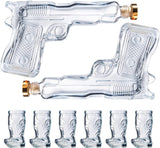 Pistol & Shotglasses Decanter Party Serving Holster Set
