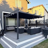 PURPLE LEAF Outdoor Pergola with Retractable Canopy Aluminum Shelter for Porch Garden Beach Shade Pavilion Pergola Modern Backyard Deck